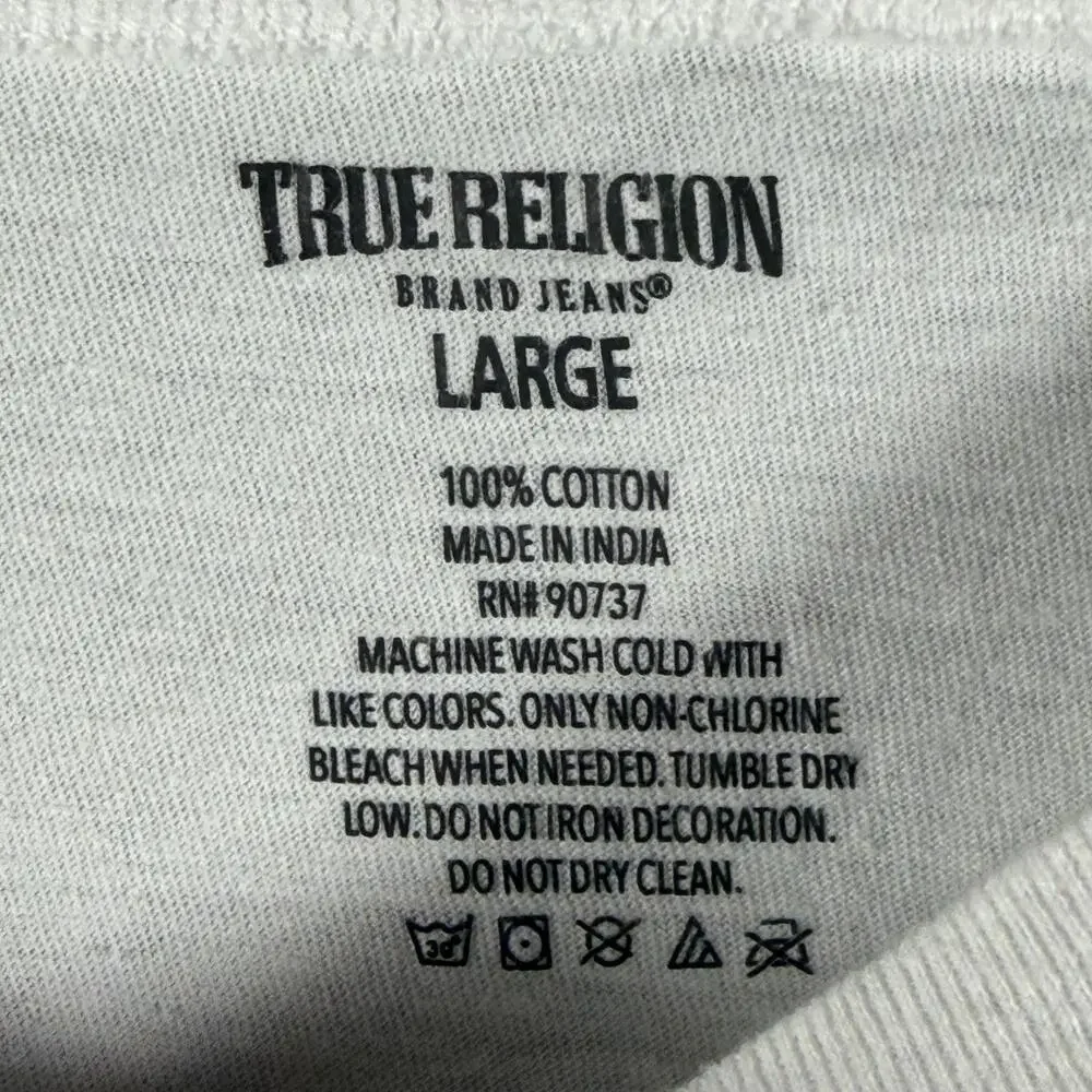 True Religion Shirt Mens Large White Horseshoe Logo Brand Jeans Graphic Tee